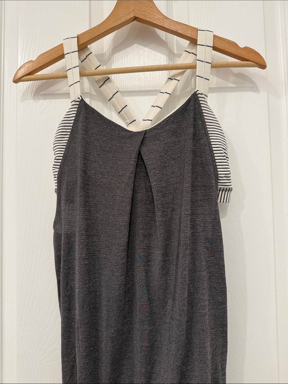 lululemon athletica Gray Tank with Striped White and Black Straps